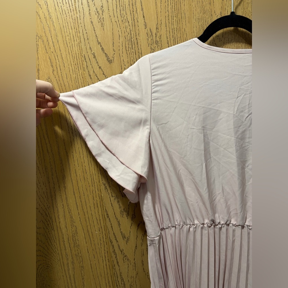 SHEIN Blush Pink Curve Pleated Open Back with a Bow Dress - Picture 5 of 8